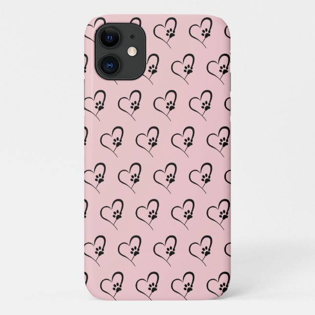 Dog paw print in black heart Case-Mate iPhone case (Back)