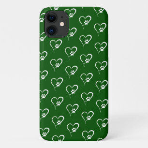 Dog paw print in white heart Case-Mate iPhone case