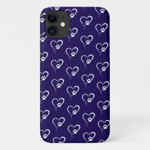 Dog paw print in white heart Case-Mate iPhone case
