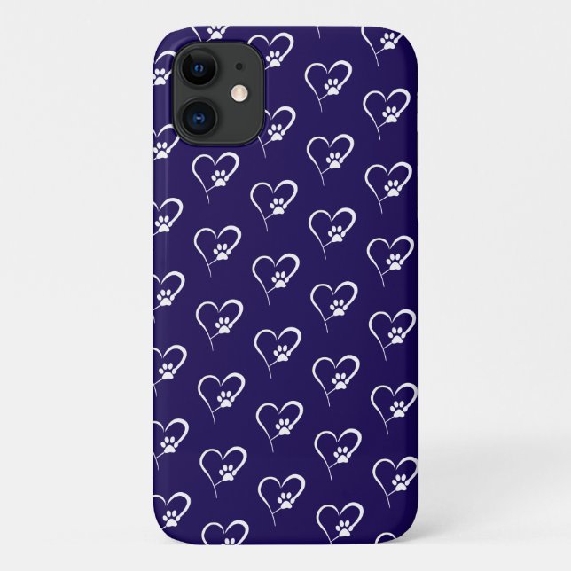 Dog paw print in white heart Case-Mate iPhone case (Back)