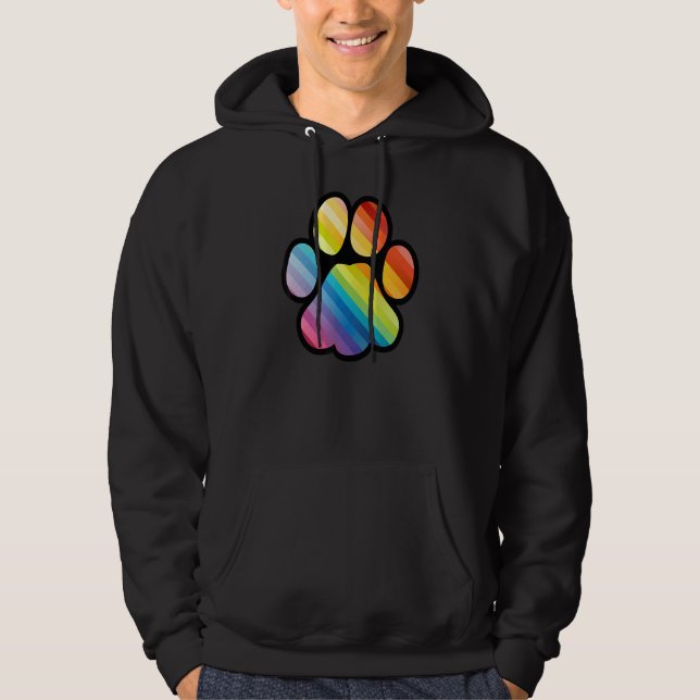 Dog Paw Print Lgbtq Rainbow Flag Gay Pride Ally Do Hoodie (Front)