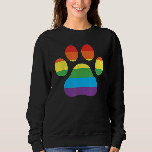 Dog Paw Print LGBTQ Rainbow Flag Gay Pride Ally Do Sweatshirt