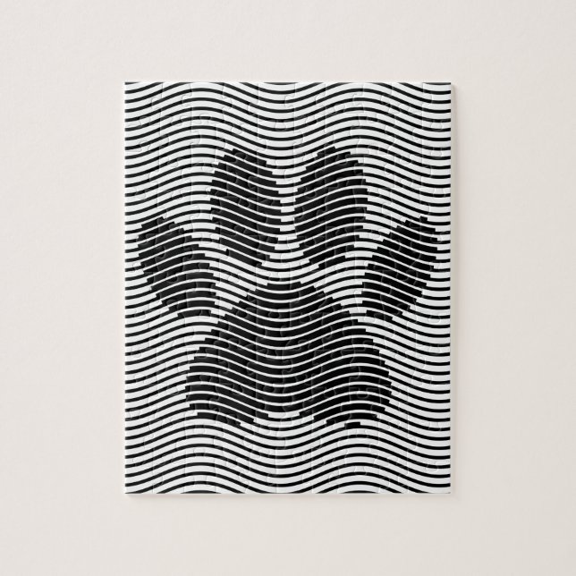 Dog Paw Print On Black And White Waves Jigsaw Puzzle (Vertical)