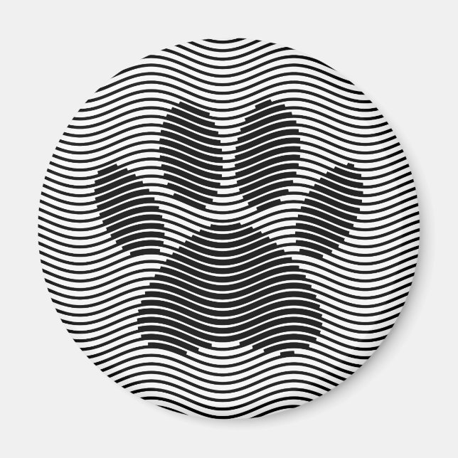 Dog Paw Print On Black And White Waves Magnet (Front)