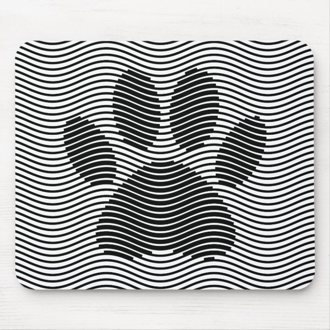 Dog Paw Print On Black And White Waves Mouse Pad (Front)