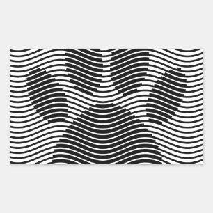 Dog Paw Print On Black And White Waves Rectangular Sticker