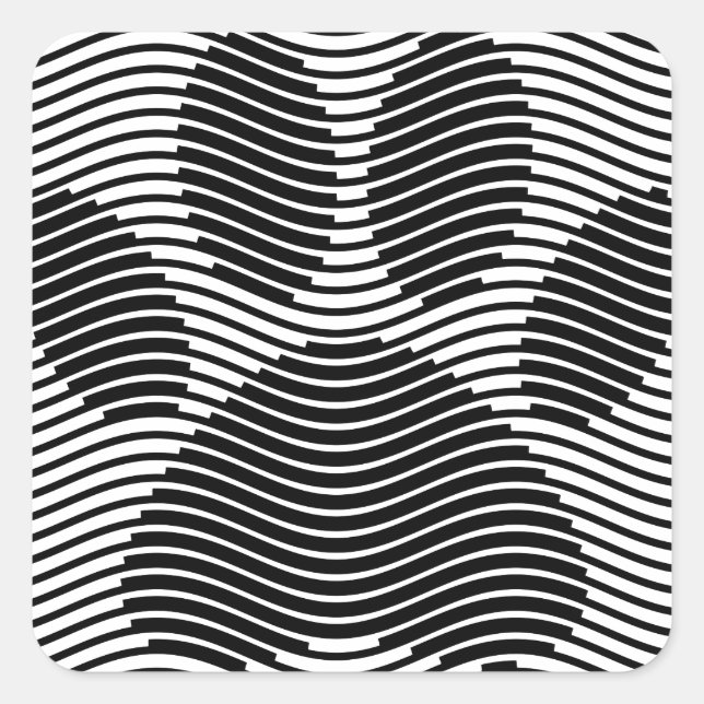 Dog Paw Print On Black And White Waves Square Sticker (Front)