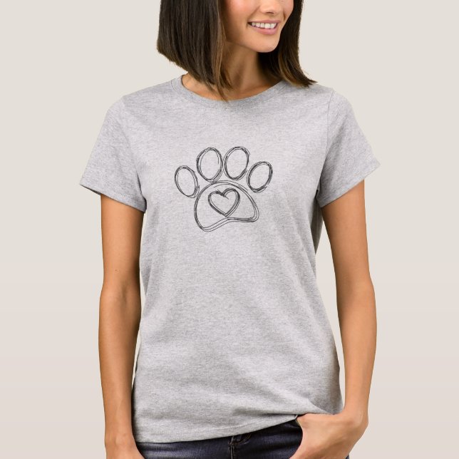 Dog Paw Print Outline T-Shirt (Front)