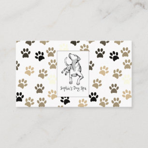 Dog Paw Print Pattern Dog Grooming Spa Business Card
