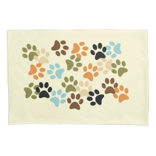 Dog paw print pattern pillowcase