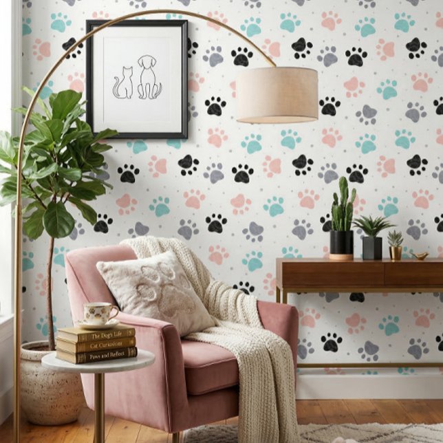 Dog Paw Print Pattern Room White Wallpaper (Creator Uploaded)