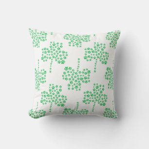 Dog Paw Print Pattern Shamrock Drawing Cushion