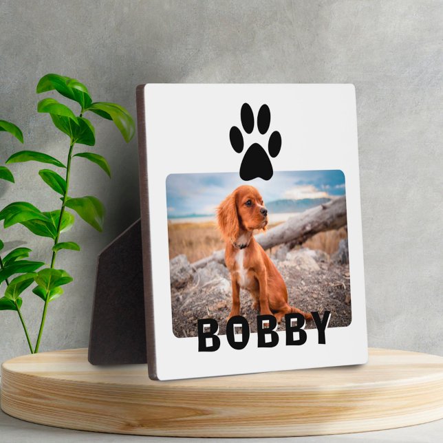 Dog Paw Print Pet Custom Photo Name Plaque (Creator Uploaded)