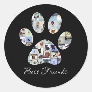 Dog Paw Print Photo Canvas, Custom Dog Canvas Classic Round Sticker