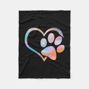 Dog Paw Print Psychedelic Tie Dye English Bulldog Fleece Blanket