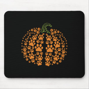 Dog Paw Print Pumpkin Autumn Fall Animal Lover Hal Mouse Pad