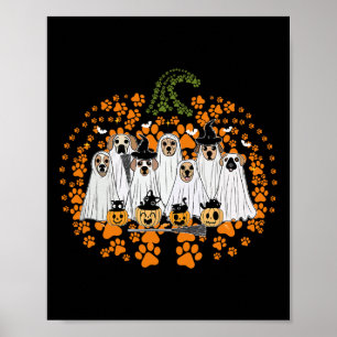 Dog Paw Print Pumpkin Autumn Fall Ghost Dog Spooky
