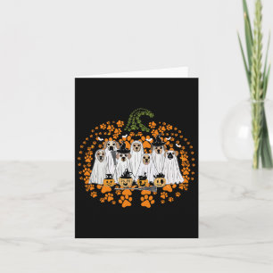 Dog Paw Print Pumpkin Autumn Fall Ghost Dog Spooky Card