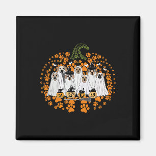 Dog Paw Print Pumpkin Autumn Fall Ghost Dog Spooky Magnet