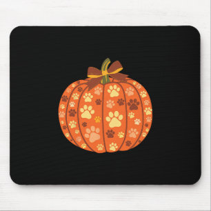 Dog Paw Print Pumpkin Bow Autumn Fall Halloween An Mouse Pad