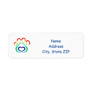 Dog Paw Print Return Address Label