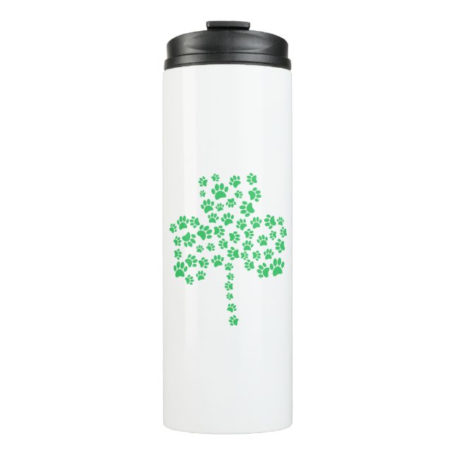 Dog Paw Print Shamrock Thermal Tumbler (Front)