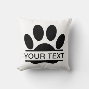 Dog Paw Print Split Drawing Custom Text Cushion