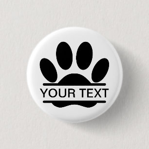 Dog Paw Print Split Drawing Custom Text Throw Pill 3 Cm Round Badge