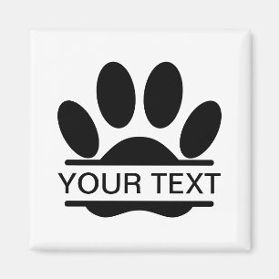 Dog Paw Print Split Drawing Custom Text Throw Pill Magnet