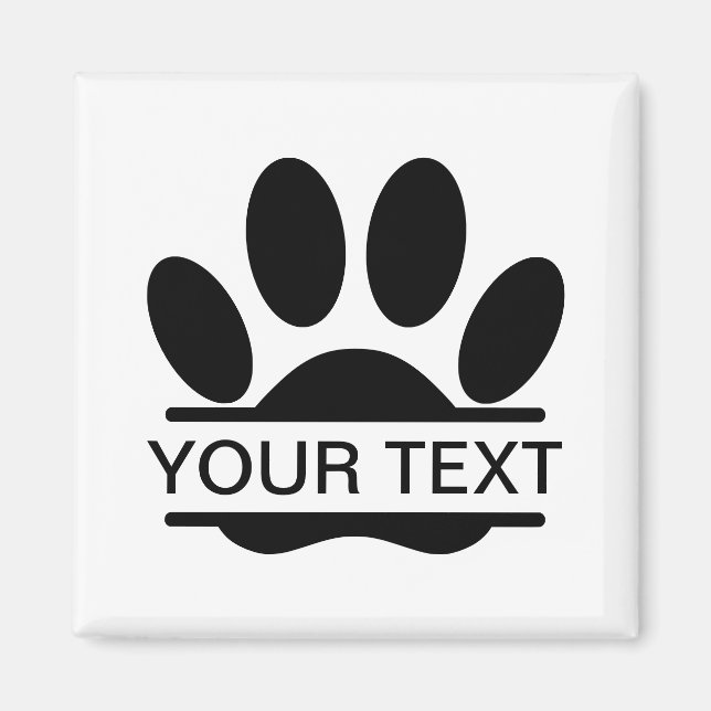 Dog Paw Print Split Drawing Custom Text Throw Pill Magnet (Front)