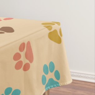 Dog Paw Print Vintage Colour Animal Lover Colourfu Tablecloth
