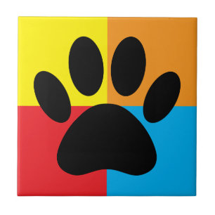 Dog Paw Print Vivid Colours Custom Ceramic Tile