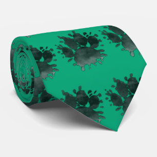 Dog Paw Print Watercolor Canine Paw Green Tie