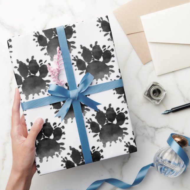 Dog Paw Print Watercolor Canine Paw Wrapping Paper (Gifting)