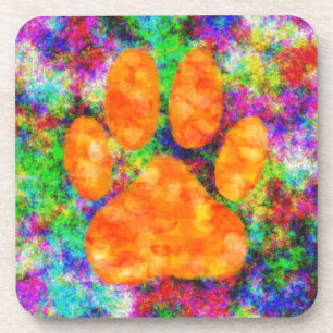 Dog Paw Print Watercolor Coaster
