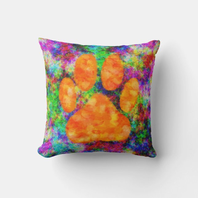 Dog Paw Print Watercolor Cushion (Front)