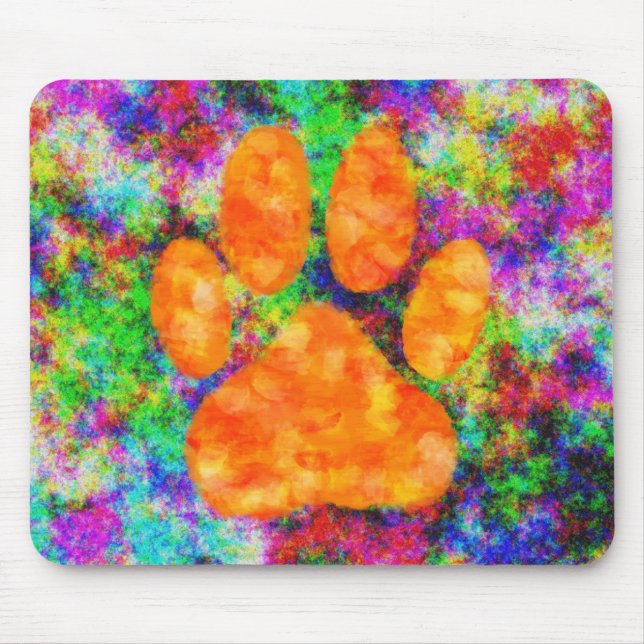 Dog Paw Print Watercolor Mouse Pad (Front)