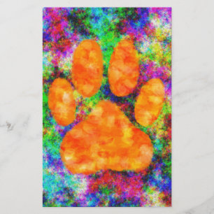 Dog Paw Print Watercolor Stationery