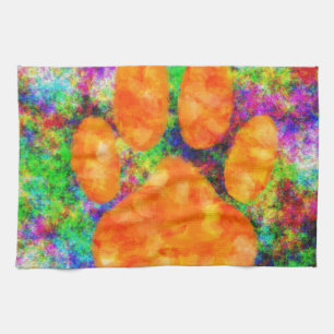 Dog Paw Print Watercolor Tea Towel
