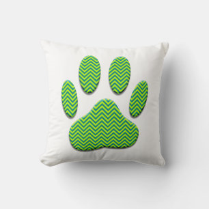 Dog Paw Print With Chevron Pattern Cushion