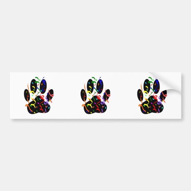 Dog Paw Print With Confetti And Streamer Bumper Sticker (Front)