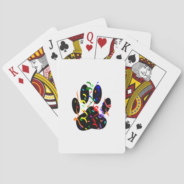 Dog Paw Print With Confetti And Streamer Playing Cards (Back)