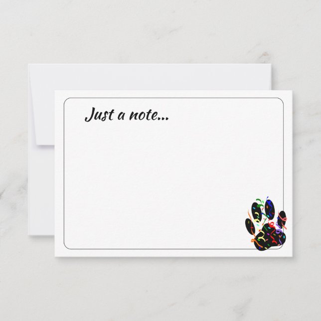 Dog Paw Print With Confetti Streamer Just a Note Card (Front)