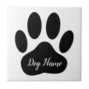 Dog Paw Print With Custom Name Canine Ceramic Tile