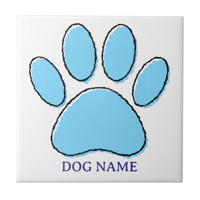 Dog Paw Print With Custom Name Ceramic Tile (Front)