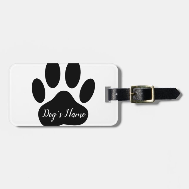 Dog Paw Print With Custom Name Luggage Tag (Front Horizontal)