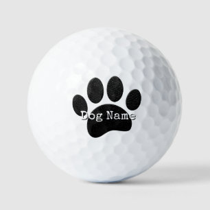 Dog Paw Print With Custom Typewriter Name Golf Balls