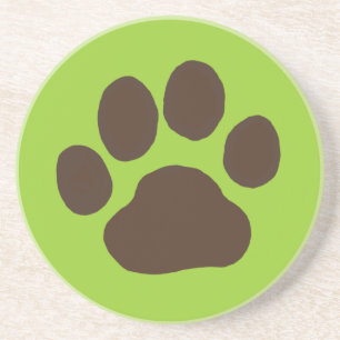 Dog Paw Print with Customisable Background Colour Coaster