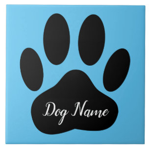 Dog Paw Print With Editable Name Ceramic Tile