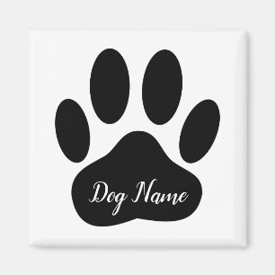 Dog Paw Print With Editable Name Ceramic Tile Magnet